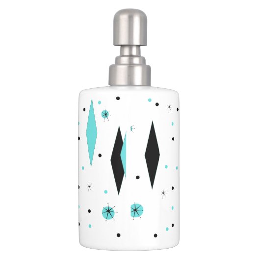 Retro Turquoise Diamonds & Starbursts Bath Set (Back)