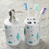 Retro Turquoise Diamonds & Starbursts Bath Set (Front)