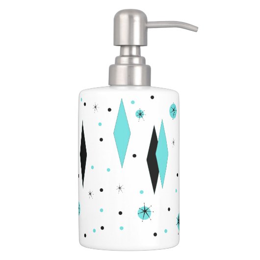 Retro Turquoise Diamonds & Starbursts Bath Set (Right)
