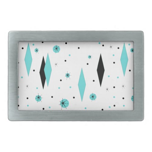 Retro Turquoise Diamonds  Starbursts Belt Buckle