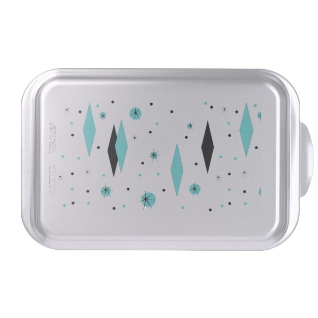 Retro Turquoise Diamonds & Starbursts Cake Pan (Front)