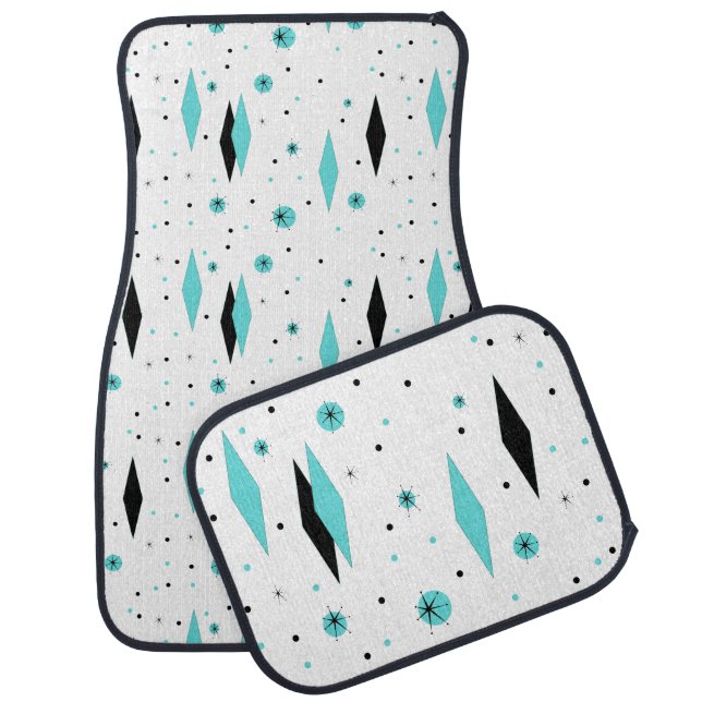 Retro Turquoise Diamonds & Starbursts Car Mats (Set)