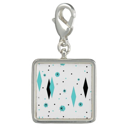 Retro Turquoise Diamonds  Starbursts Charm