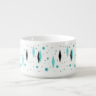 Retro Turquoise Diamonds & Starbursts Chili Bowl