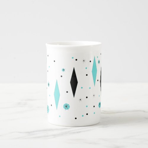 Retro Turquoise Diamonds  Starbursts China Mug