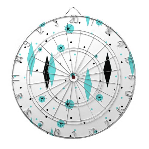 Retro Turquoise Diamonds  Starbursts Dart Board