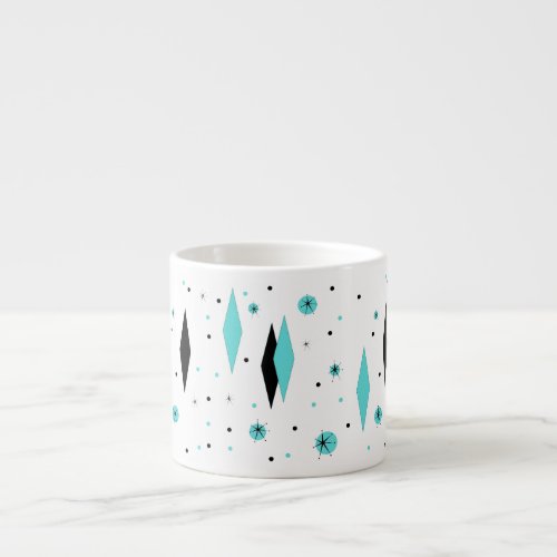 Retro Turquoise Diamonds  Starbursts Espresso Mug