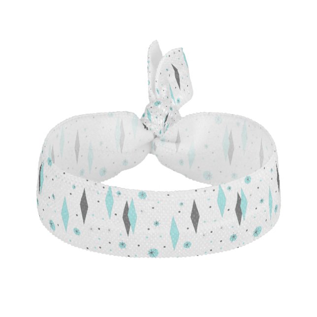 Retro Turquoise Diamonds & Starbursts Hair Tie (Front)