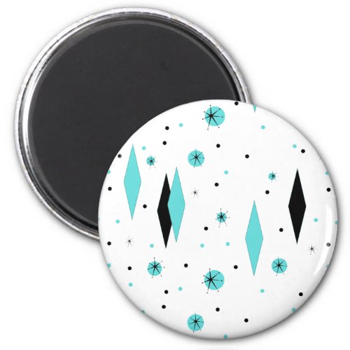 Retro Turquoise Diamonds  Starbursts Magnet