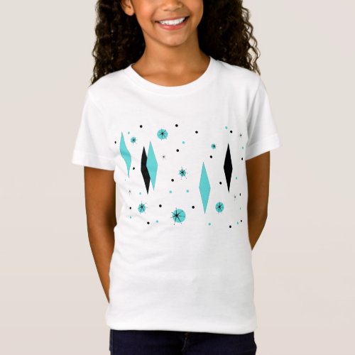 Retro Turquoise Diamonds  Starbursts T_Shirt