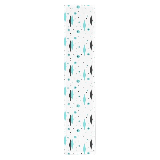 Retro Turquoise Diamonds & Starbursts Table Runner (Front)
