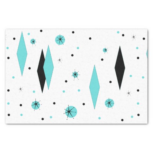 Retro Turquoise Diamonds  Starbursts Tissue Paper