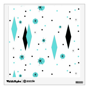 Retro Turquoise Diamonds & Starbursts Wall Decal