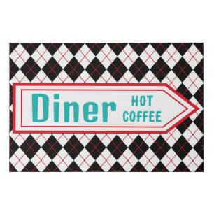 Retro Turquoise Diner Sign Wall Art