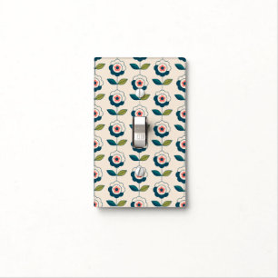 Retro Turquoise Floral Pattern Light Switch Cover