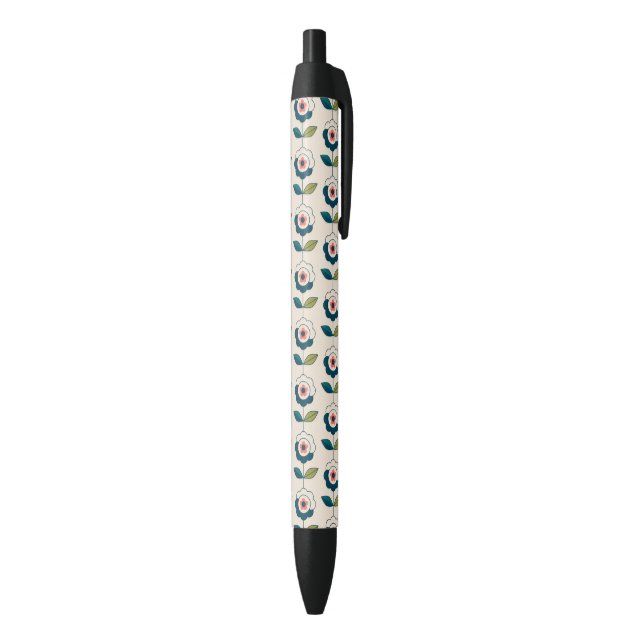 Retro Turquoise Floral Pattern Pen (Bottom (Vertical))