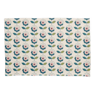 Retro Turquoise Floral Pattern Pillow Case