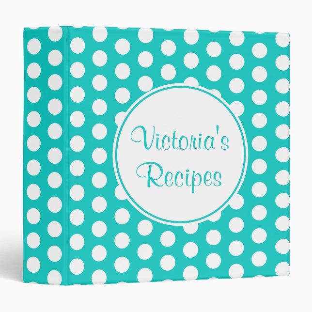 Retro Turquoise  Kitchen Recipe Binder Gift (Front/Spine)