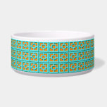Retro Turquoise &  Orange Trellis Ceramic Pet Bowl<br><div class="desc">Add a splash of mid-century modern Palm Springs everywhere you go with this Retro Turquoise and Orange Trellis pattern ceramic pet bowl. It was inspired by vintage concrete breeze blocks. The deconstructed take on 1950s architecture will give an instant designer feel to everyday life.</div>