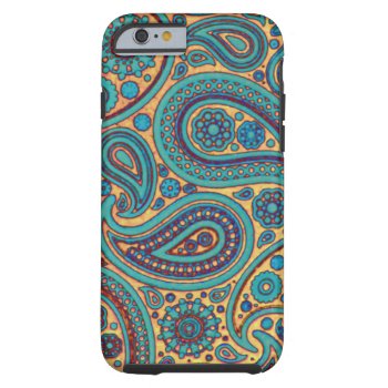 Retro Turquoise Paisley Tough Iphone 6 Case by sumwoman at Zazzle