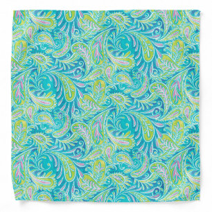 Retro Turquoise Paisley Pattern Bandana