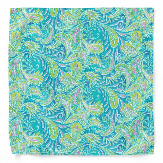 Retro Turquoise Paisley Pattern Bandana | Zazzle.com