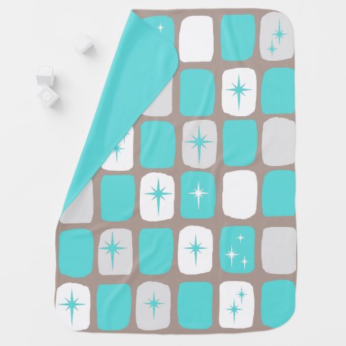 Retro Turquoise Starbursts Baby Blanket