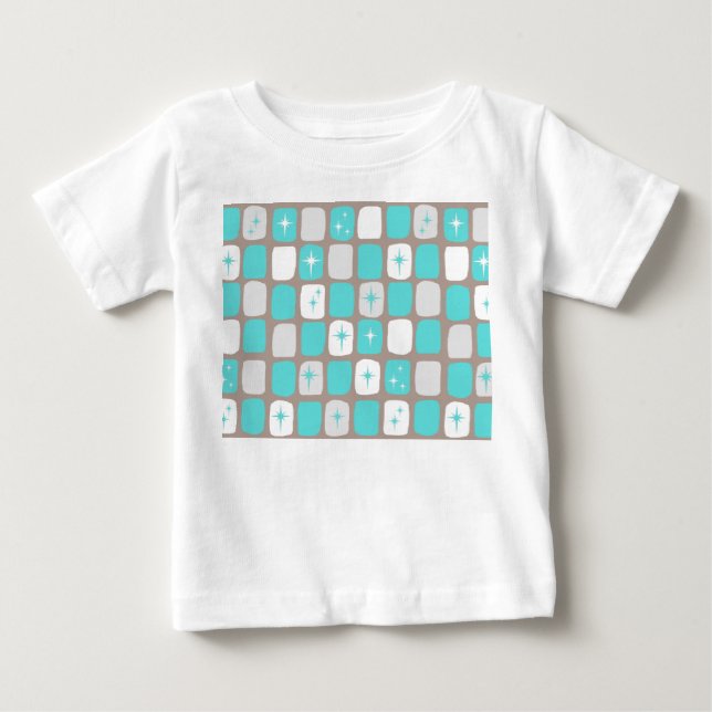 Retro Turquoise Starbursts Baby T-Shirt (Front)