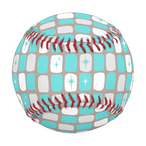 Retro Turquoise Starbursts Baseball