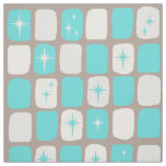 Retro Turquoise Starbursts Combed Cotton Fabric