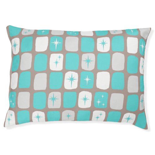 Retro Turquoise Starbursts Dog Bed