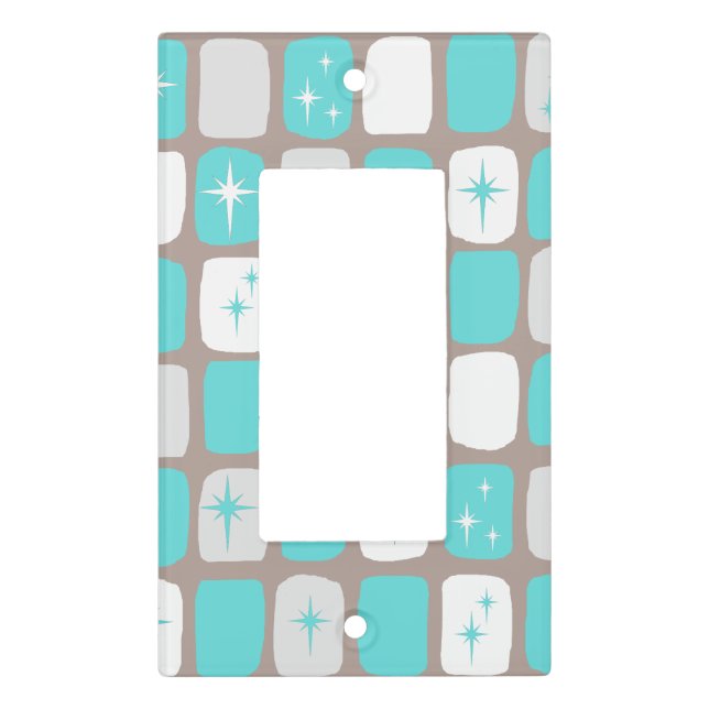 Retro Turquoise Starbursts Light Switch Cover (Front)