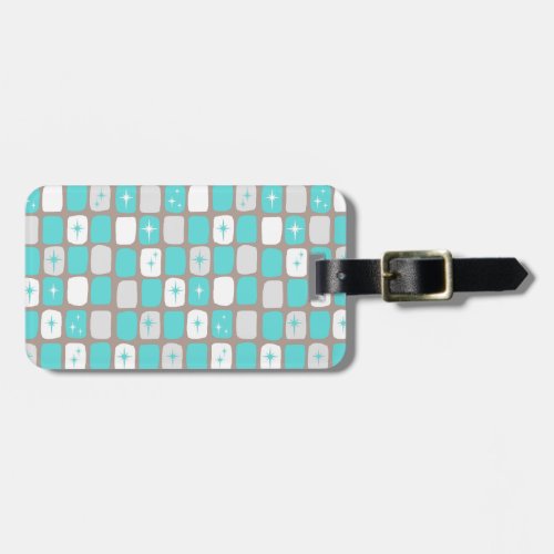 Retro Turquoise Starbursts Luggage Tag