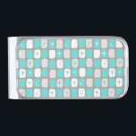 Retro Turquoise Starbursts Money Clip<br><div class="desc">This Retro Turquoise and White Starbursts Money Clip is so adorably space age you won’t be able to contain your enthusiasm. And, why would you want to? This 1960’s mid century modern inspired design features a dark heather grey background and rows of perfectly imperfect rectangles in turquoise, white, and dove...</div>