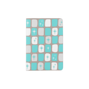 Retro Turquoise Starbursts Passport Holder