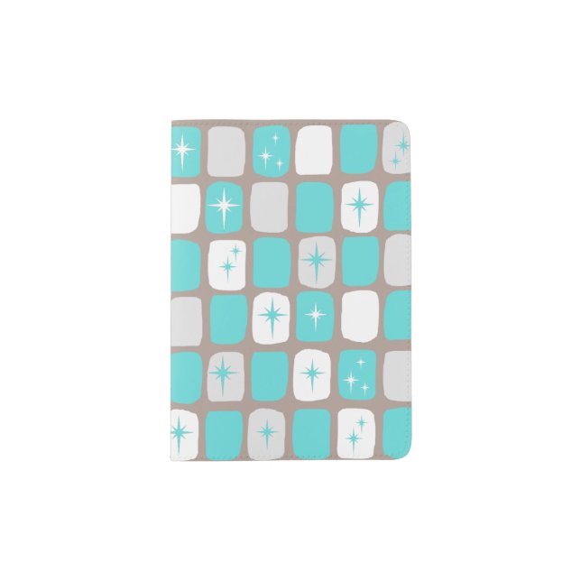 Retro Turquoise Starbursts Passport Holder (Front)
