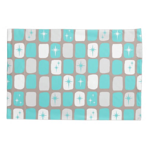 Retro Turquoise Starbursts Pillowcase