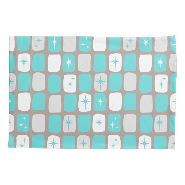 Retro Turquoise Starbursts Pillowcase (Back)