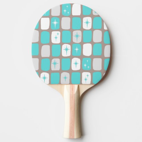 Retro Turquoise Starbursts Ping Pong Paddle