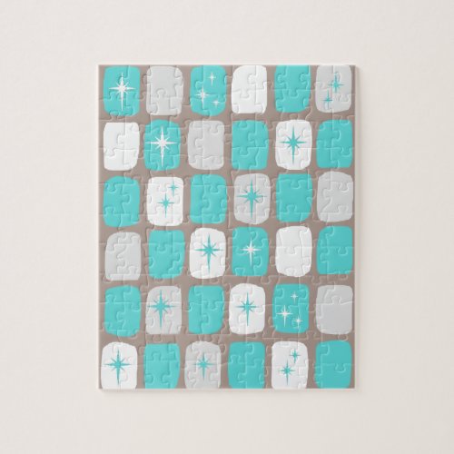 Retro Turquoise Starbursts Puzzle