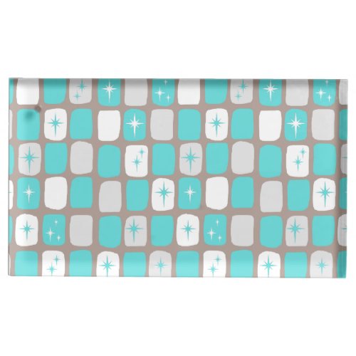 Retro Turquoise Starbursts Table Card Holder