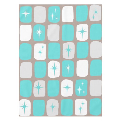 Retro Turquoise Starbursts Tablecloth large print