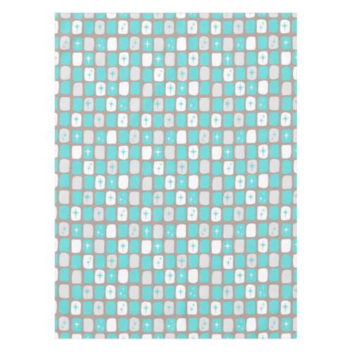 Retro Turquoise Starbursts Tablecloth small print