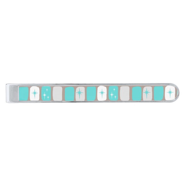 Retro Turquoise Starbursts Tie Bar (Front)