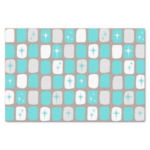 Retro Turquoise Starbursts Tissue Paper