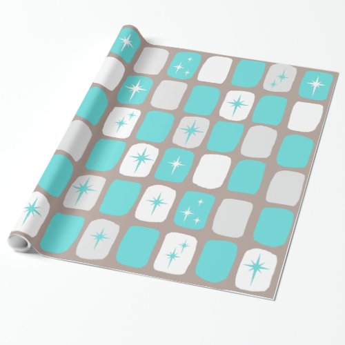Retro Turquoise Starbursts Wrapping Paper