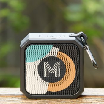 Retro Turquoise Teal Blue Yellow Black Gray Art Bluetooth Speaker by CaseConceptCreations at Zazzle