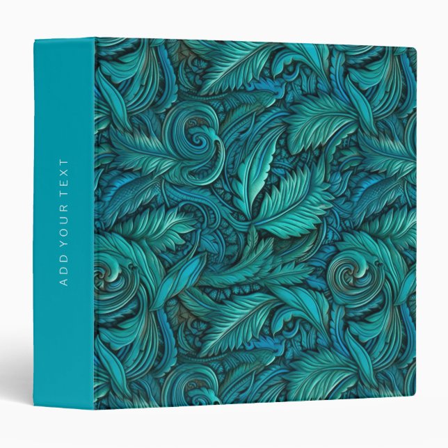 Retro turquoise tooled leather  3 ring binder (Front/Spine)