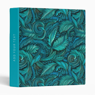 Retro turquoise tooled leather 3 ring binder