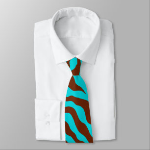Retro Turquoise Zebra Print Tie